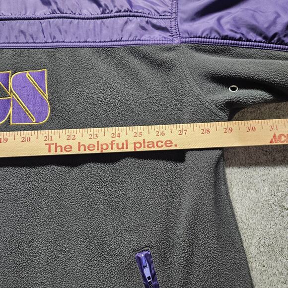 Reebok 2XL Minnesota Vikings NFL Hoodie Slick Purple Upper Black Fleece 1/4 Zip - Picture 4 of 8